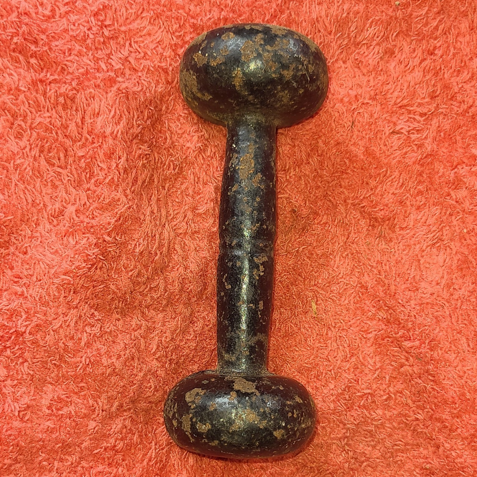 Vintage Black Cast Iron Fixed Weight Dumbbell
