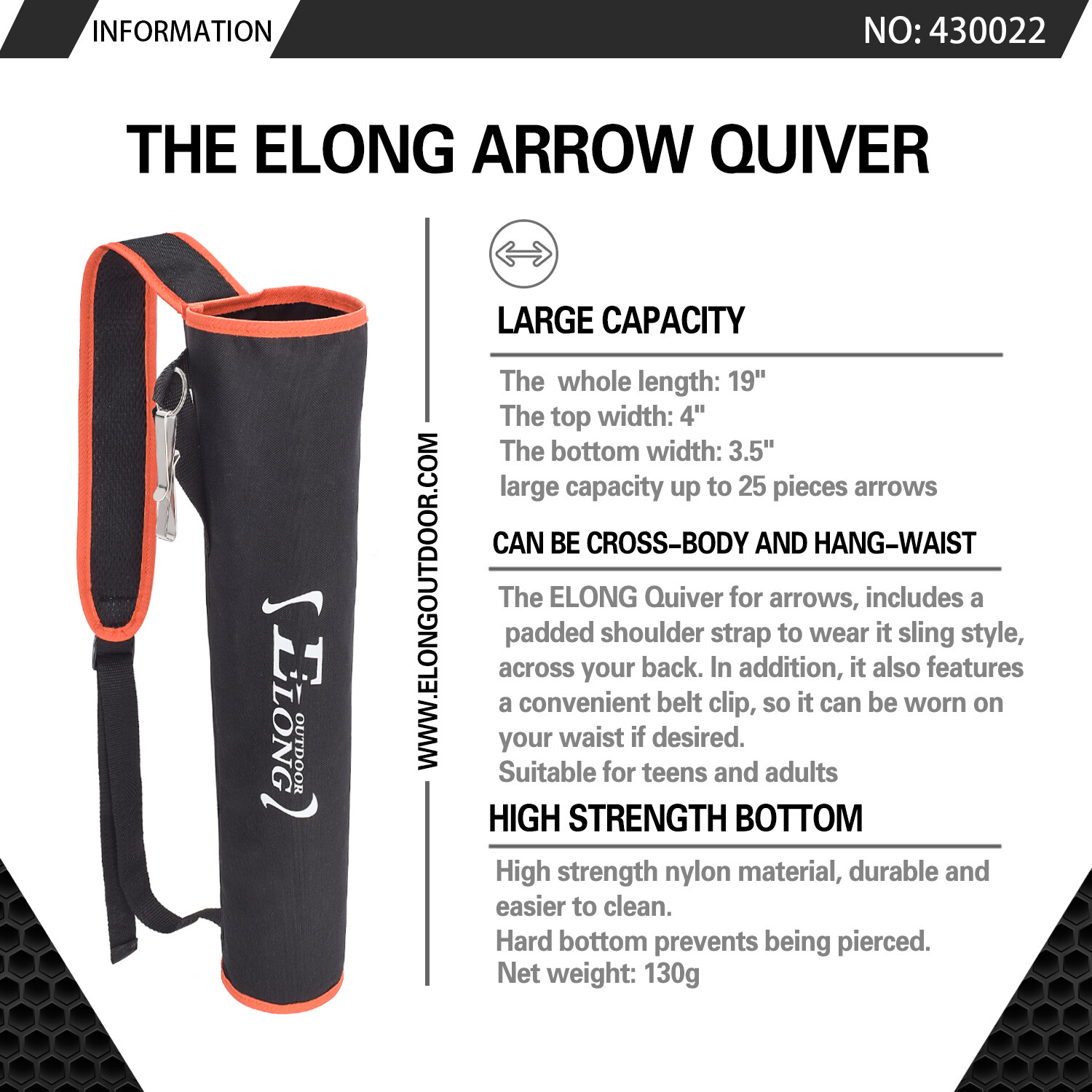 New Arrows Quiver Adjustable Holder Back Bag for Bow Target Practicing OR