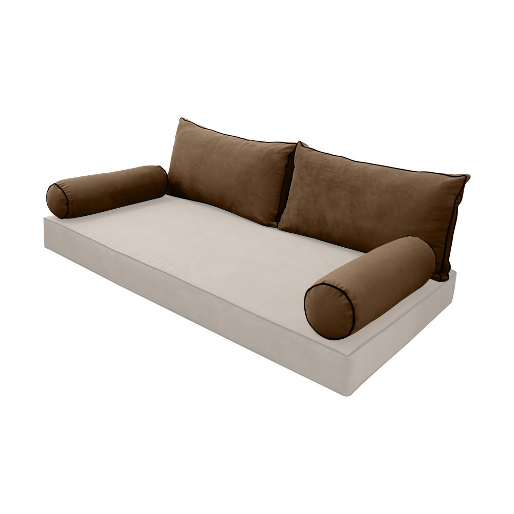 SLIPCOVER ONLY Contrast Twin Style V2 Velvet Indoor Daybed Bolster Cushion AD308