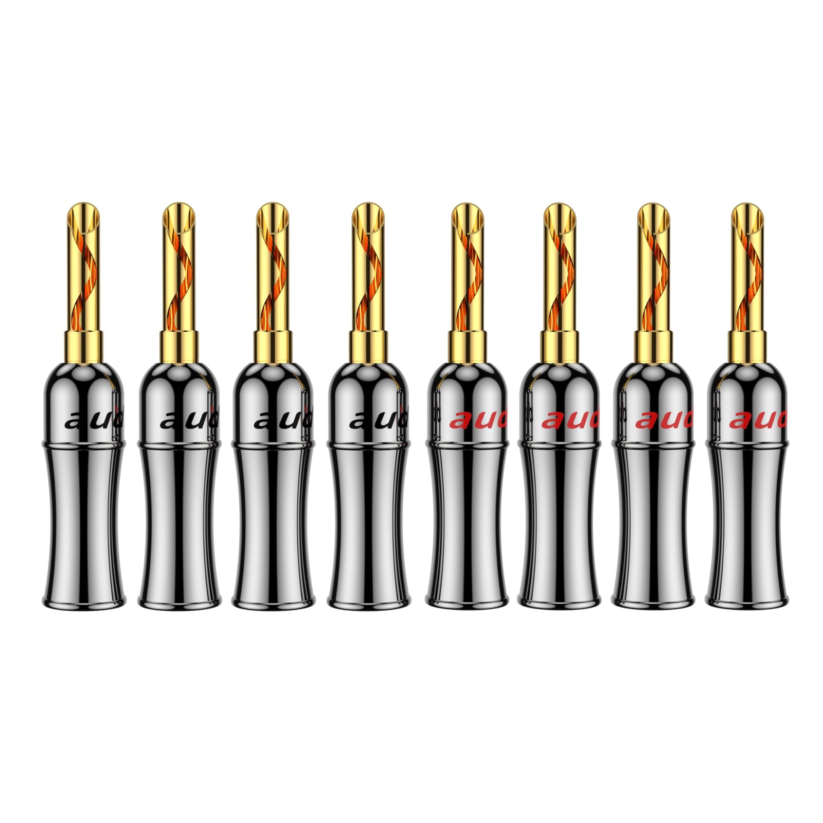 Audiocrast HiFi Speaker Banana Plug Connectors Double Screws Gold Red, Black