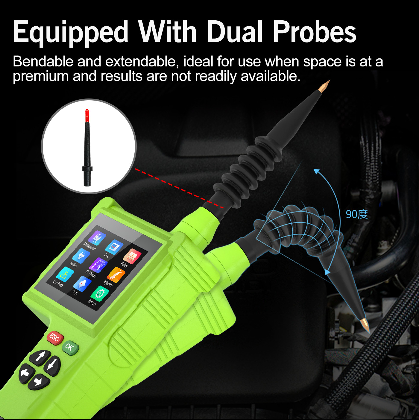 TOPDIAG P200 Pro Circuit Detector Power Fuel Injector For 9V-48V Car Truck Boat