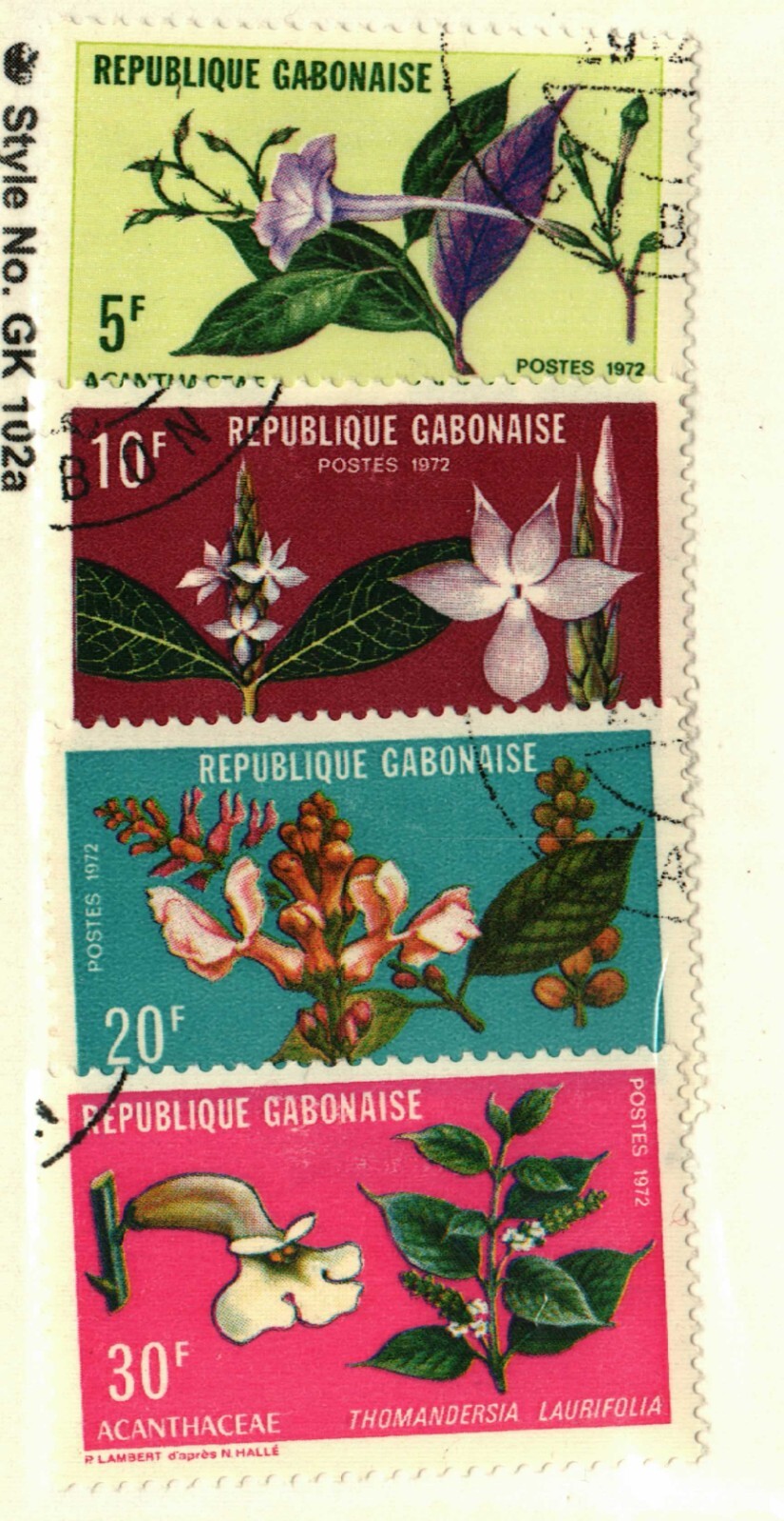 Gabon #284-87 used Flowers