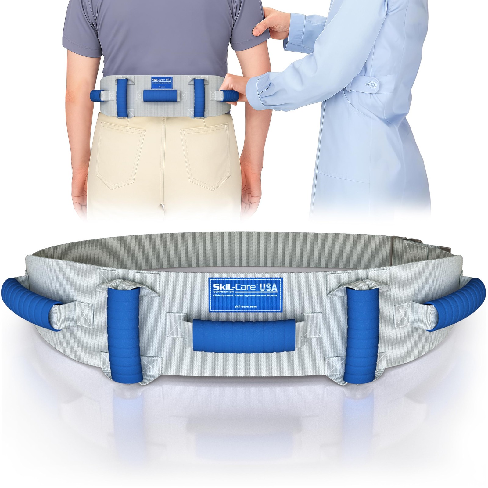 Multi-Grip Gait Belt with Handles for Seniors up to 350lbs, Transfer Belt for...