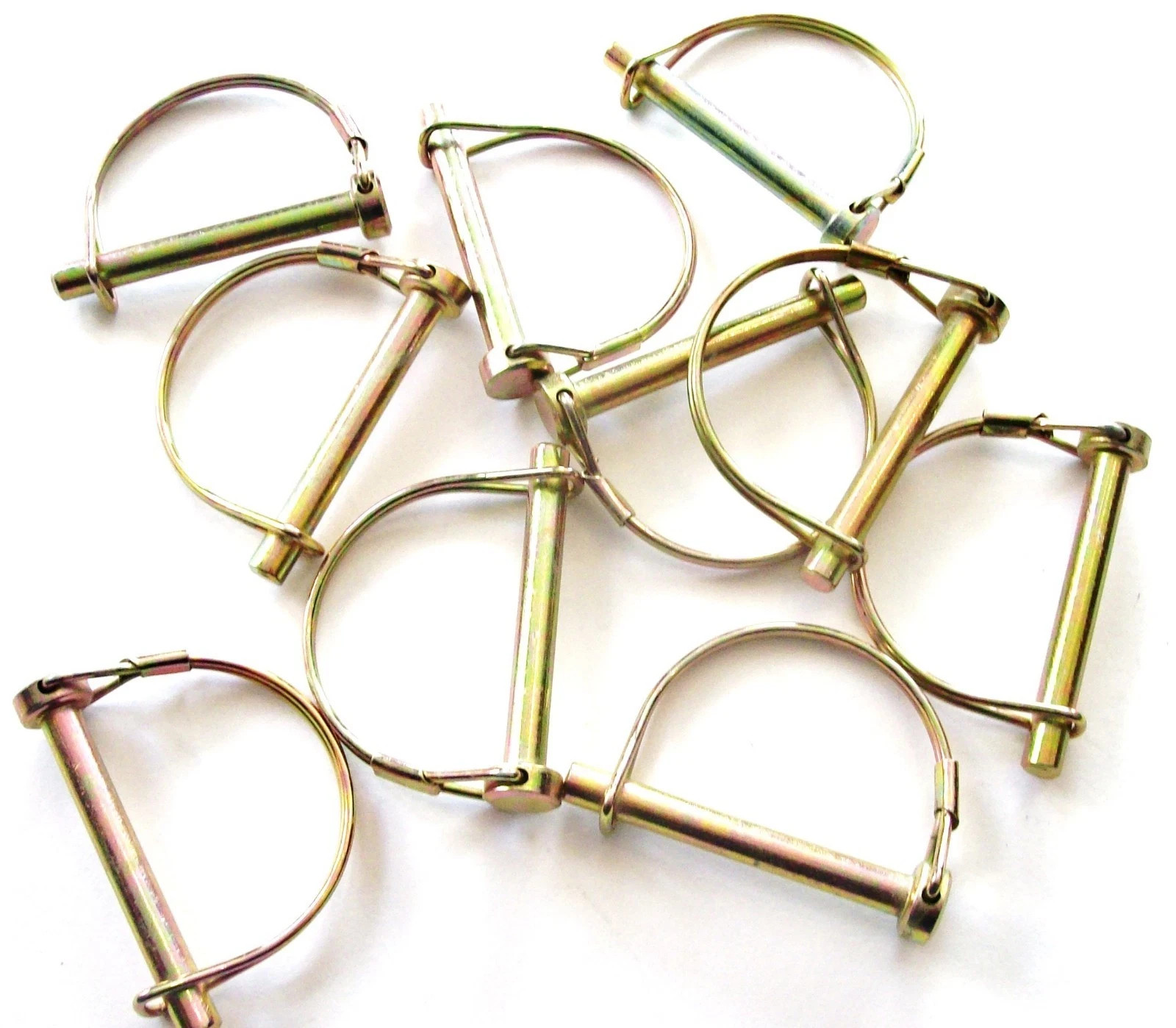 10 pc 5/16" Gold Trailer Lock Pin, Round Heavy Duty Goliath Industrial ~RCPTC516