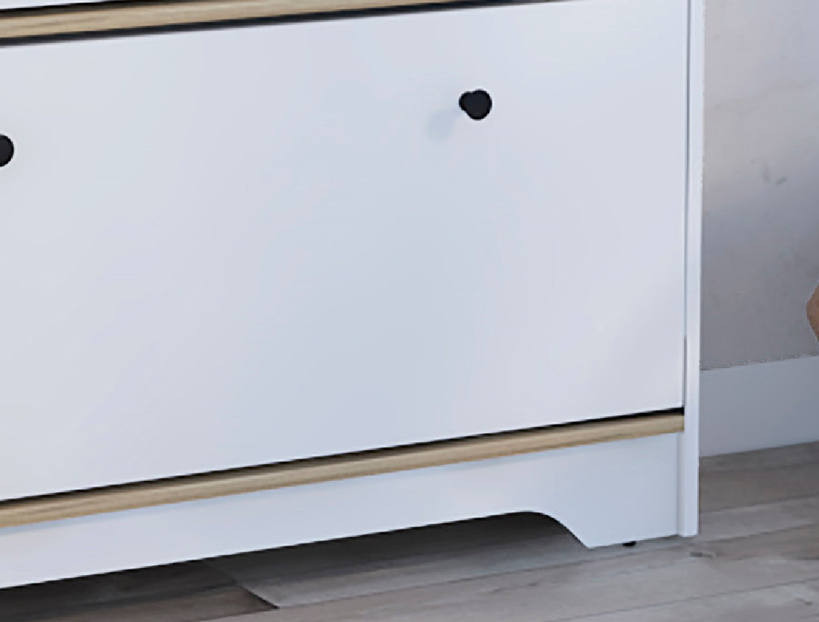 Calgary Shoe Rack, Superior Top, One Open Shelf, Two Extendable Shelves -Light