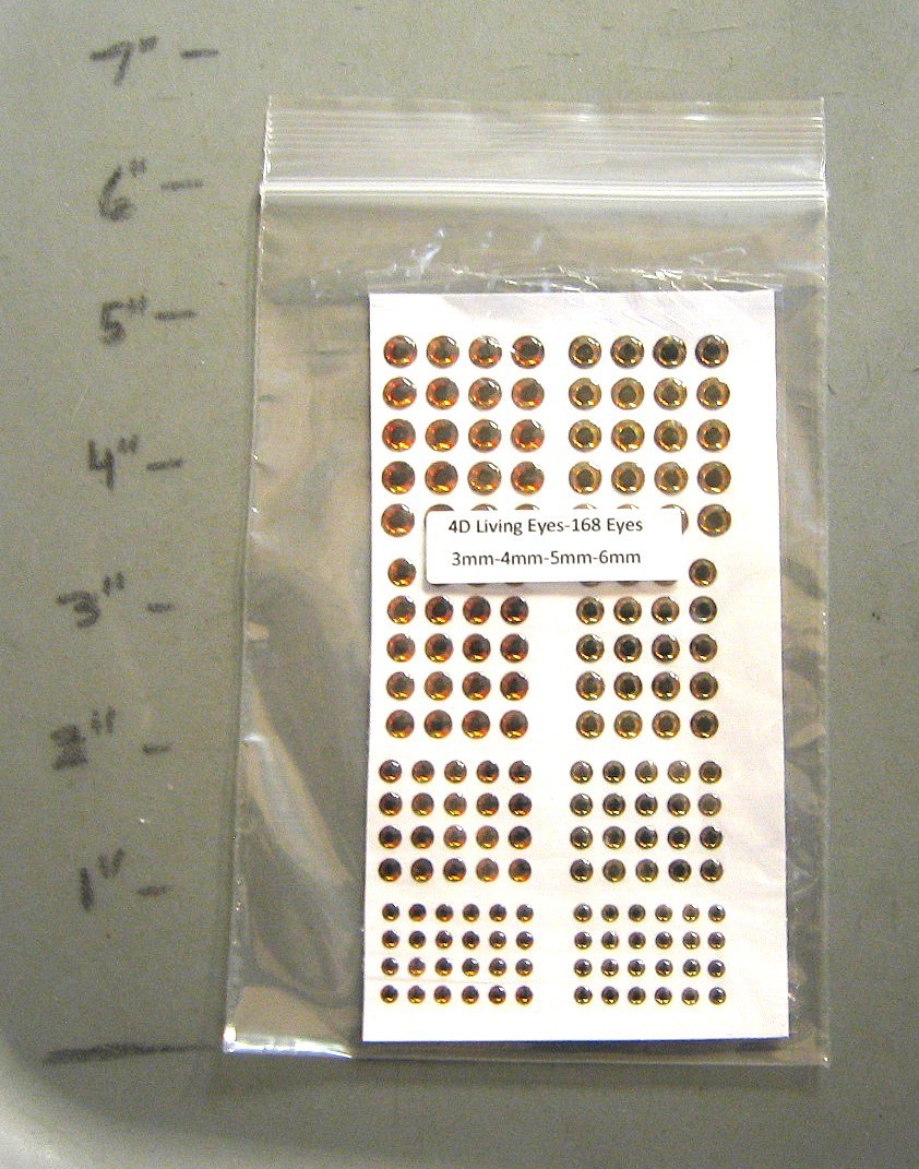 4D Living Eyes Sampler pack-168 molded eyes-4 sizes-3mm, 4mm, 5mm, 6mm