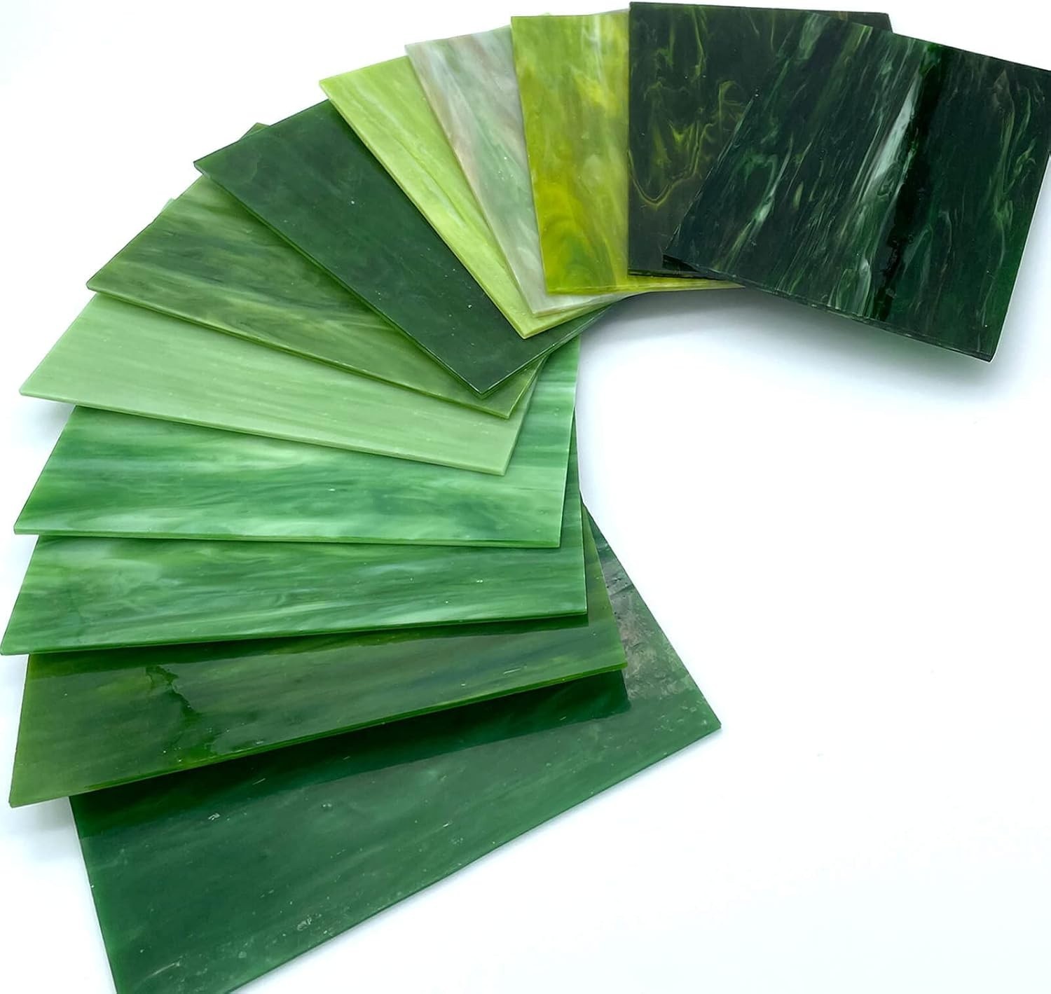 LITMIND 12 Sheets Green Stained Glass Sheets, 4 x 6"L*4"W(12pcs), Mixed