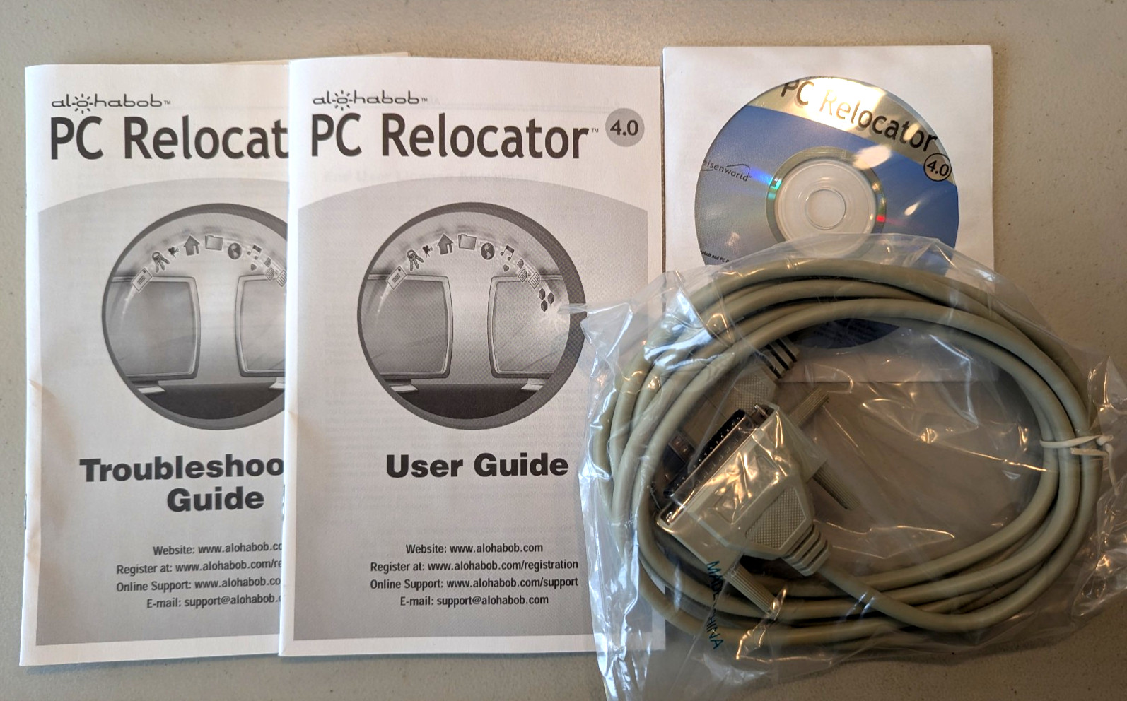 Vintage ALOHABOB PC RELOCATOR 4.0 BY EISENWORLD W/SEALED PARALLEL CABLE