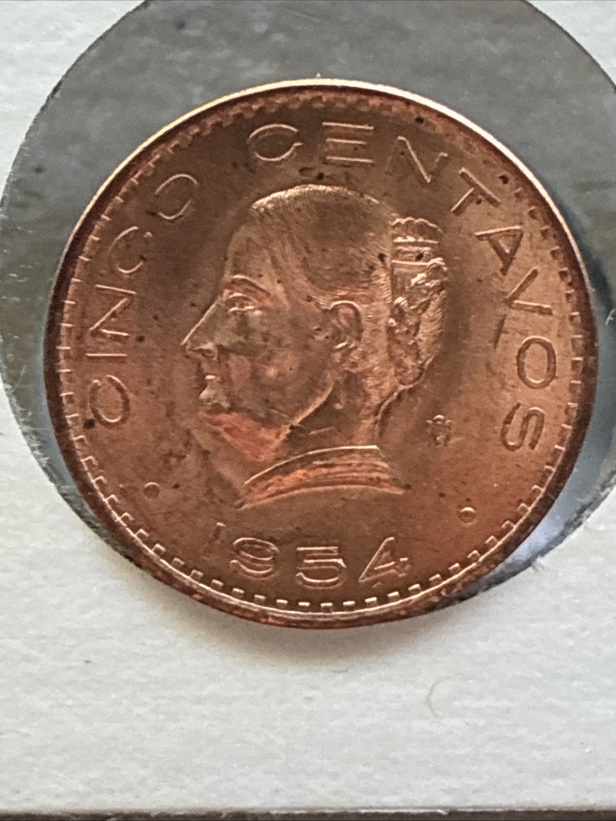 1954 Mexico/U.S. 5 Centavos Bronze BU KM-424 Key date