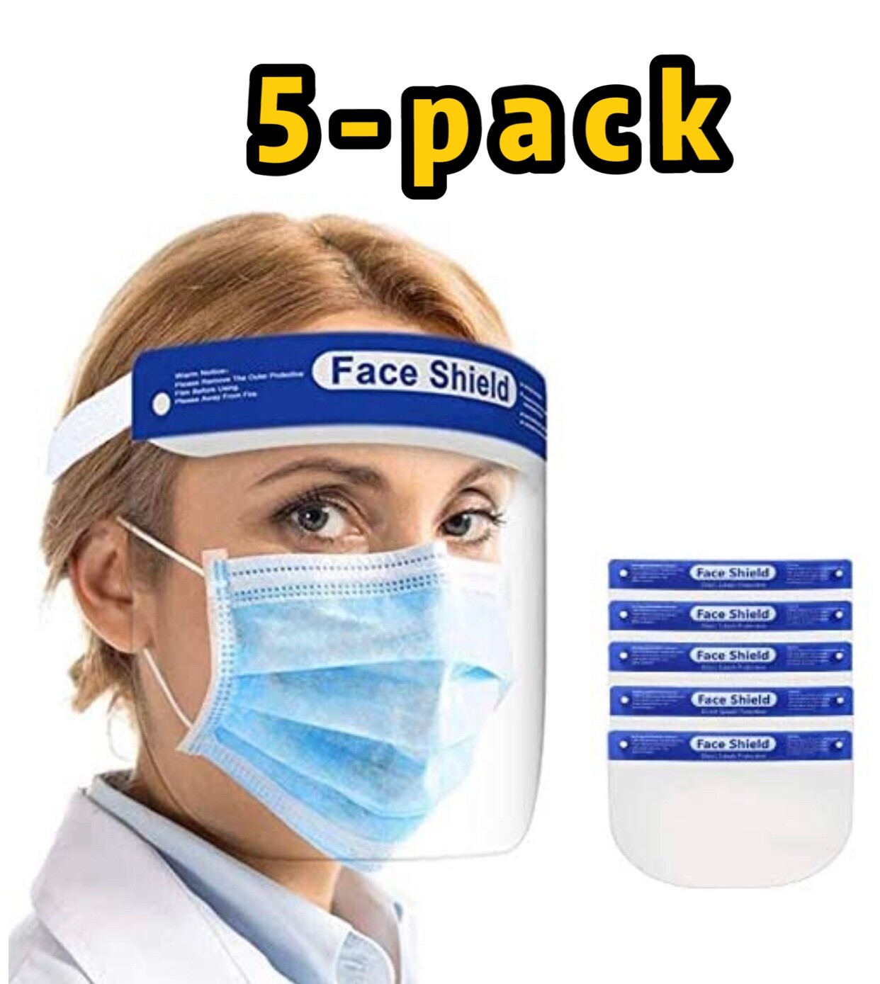5Pack Safety Full Face Shield Reusable Protection Cover Face Eye Cashier Helmet