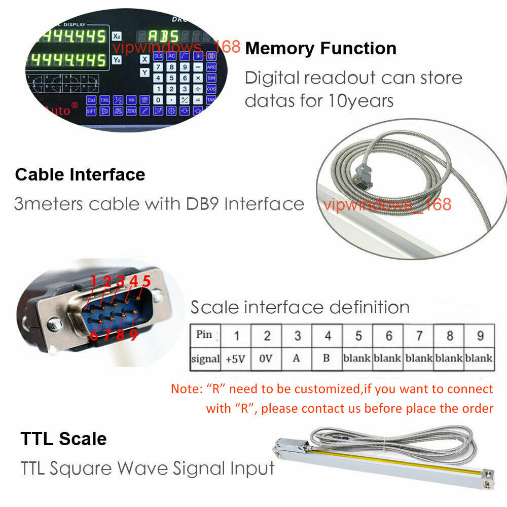 2Axis Linear Scale 200&950mm Digital Readout DRO Display Glass Sensor Encoder,US