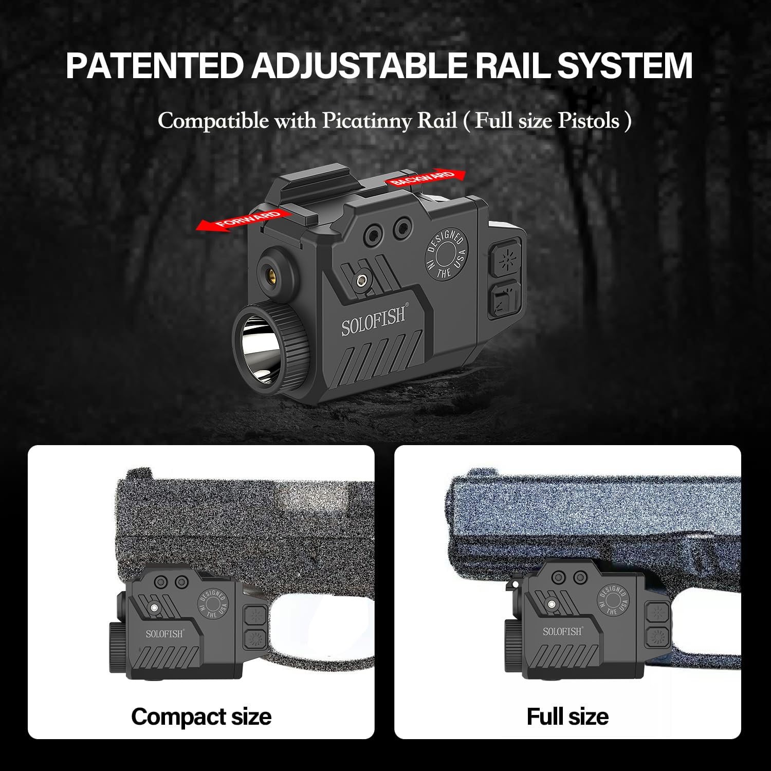 800 Lumens Pistol Light Laser Combo | Strobe Function For Green Laser And