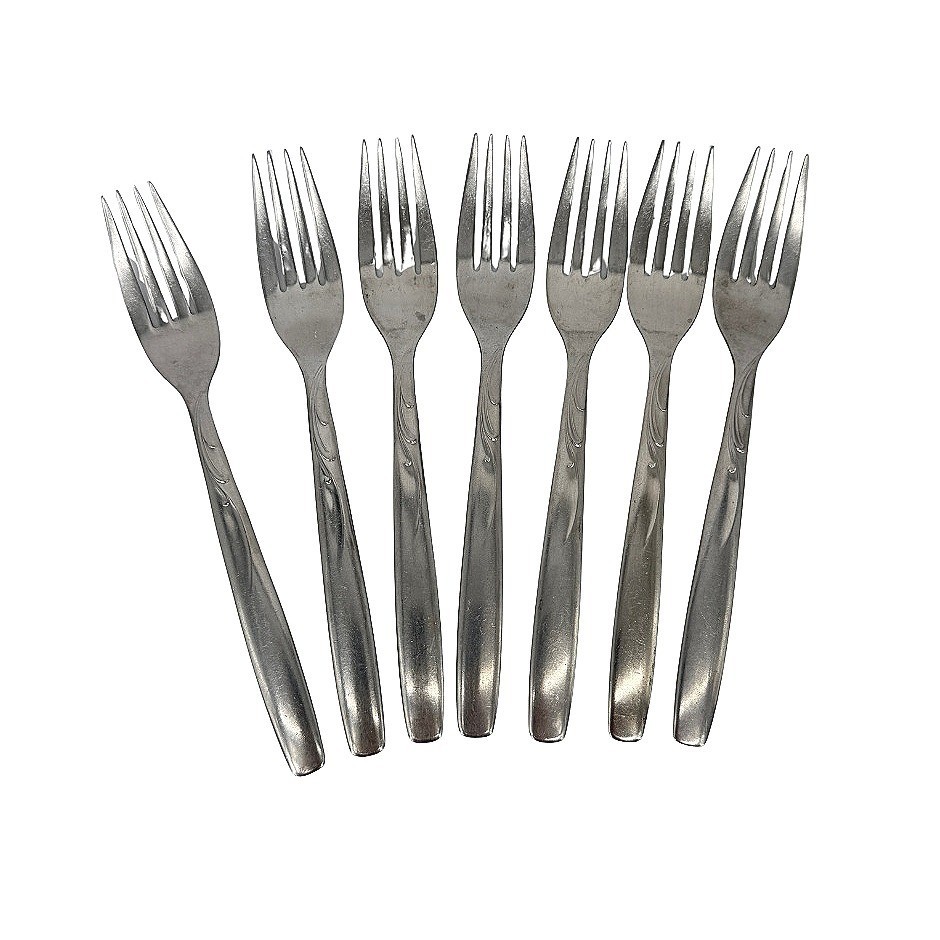 Isco Stainless Silverware USA Vintage Lot Of 7 Pieces Forks 7" Garden Manor