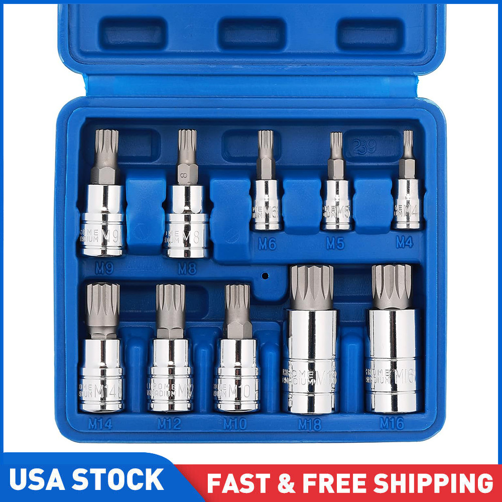 Triple Square Triple Square Spline Bit Socket Set 12 Points with Carrying Case