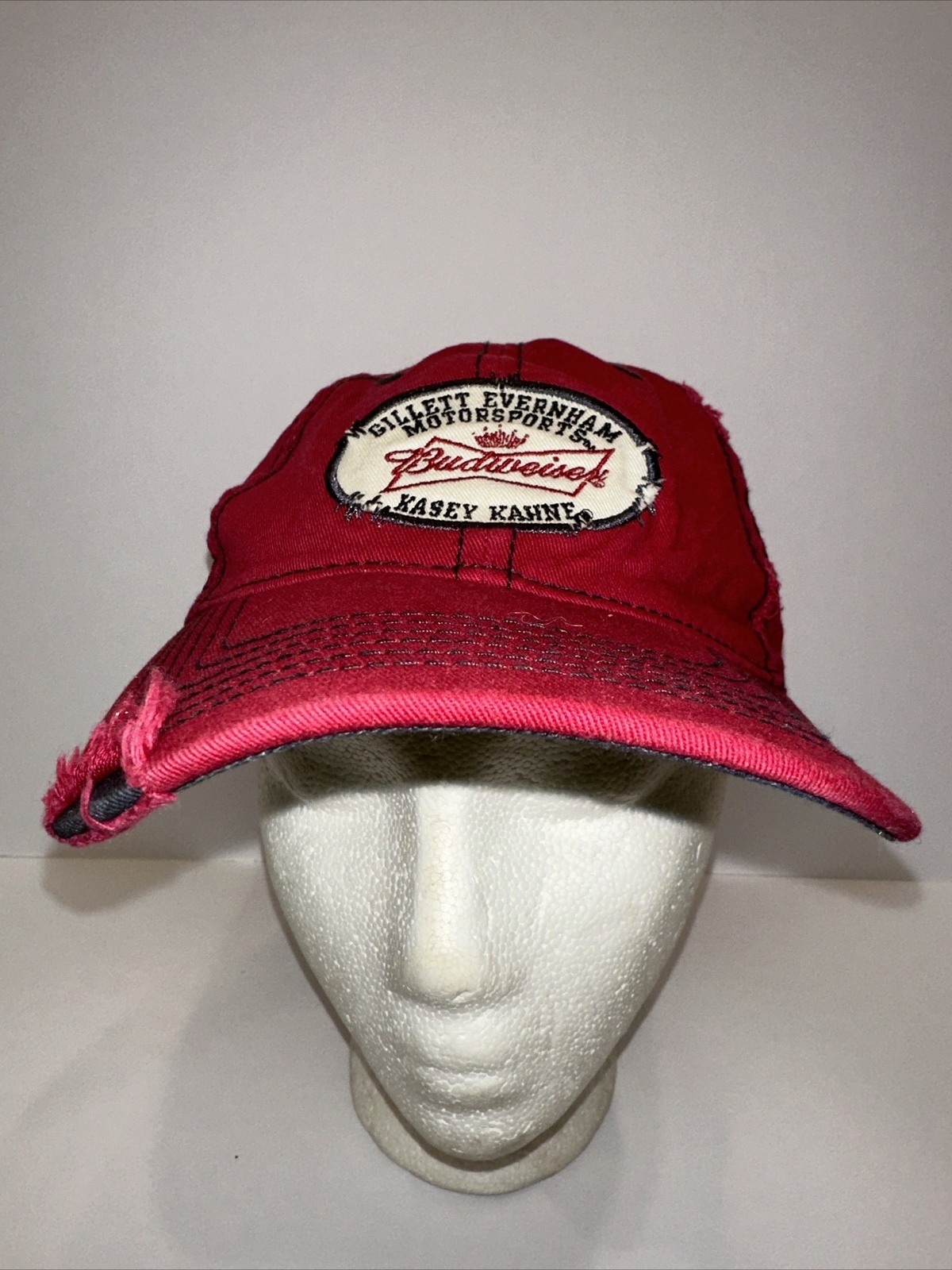 Gillette Evernham Budweiser Kasey Kahn 9 Red Hat Cap Authentic NASCAR Distressed