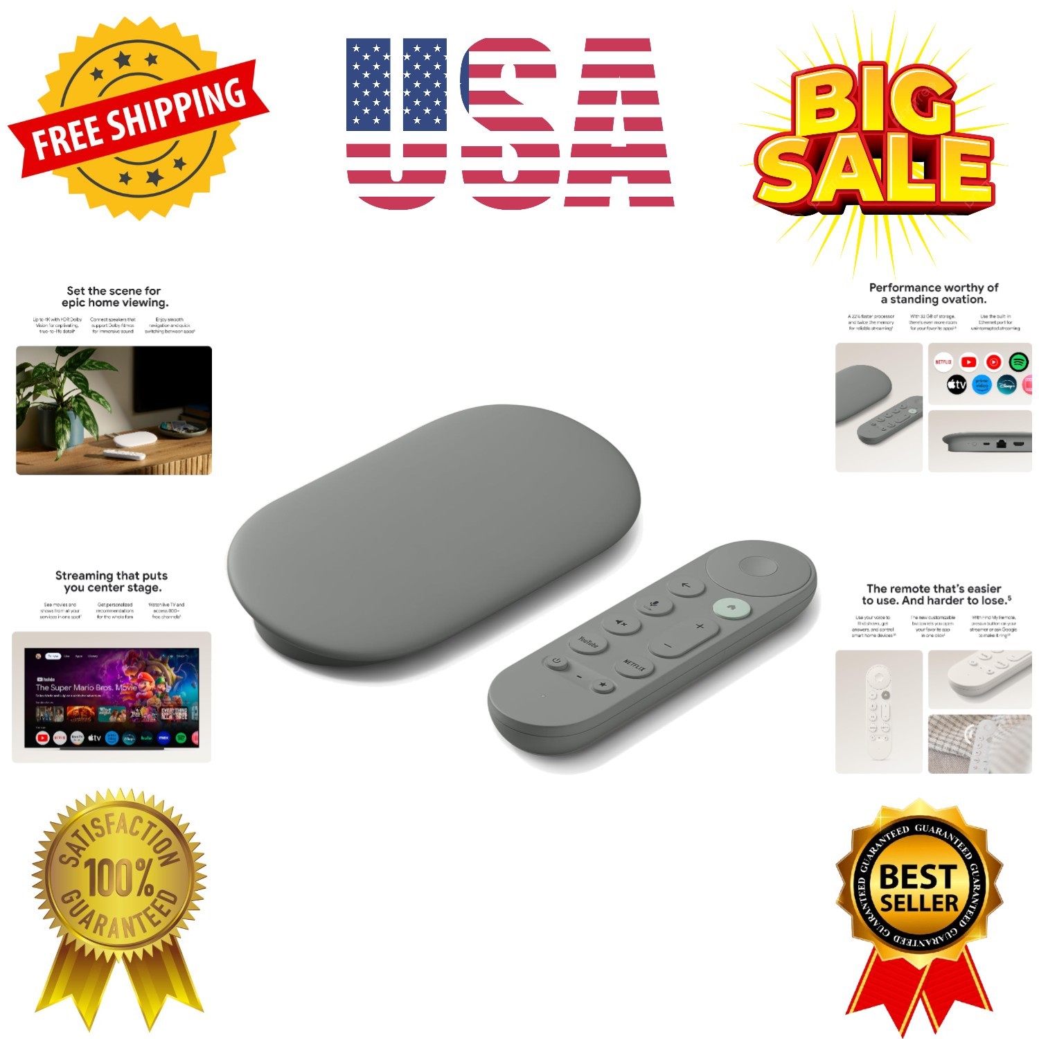 TV Streamer 4K - Fast Streaming Entertainment on Your TV with Voice Search Re...