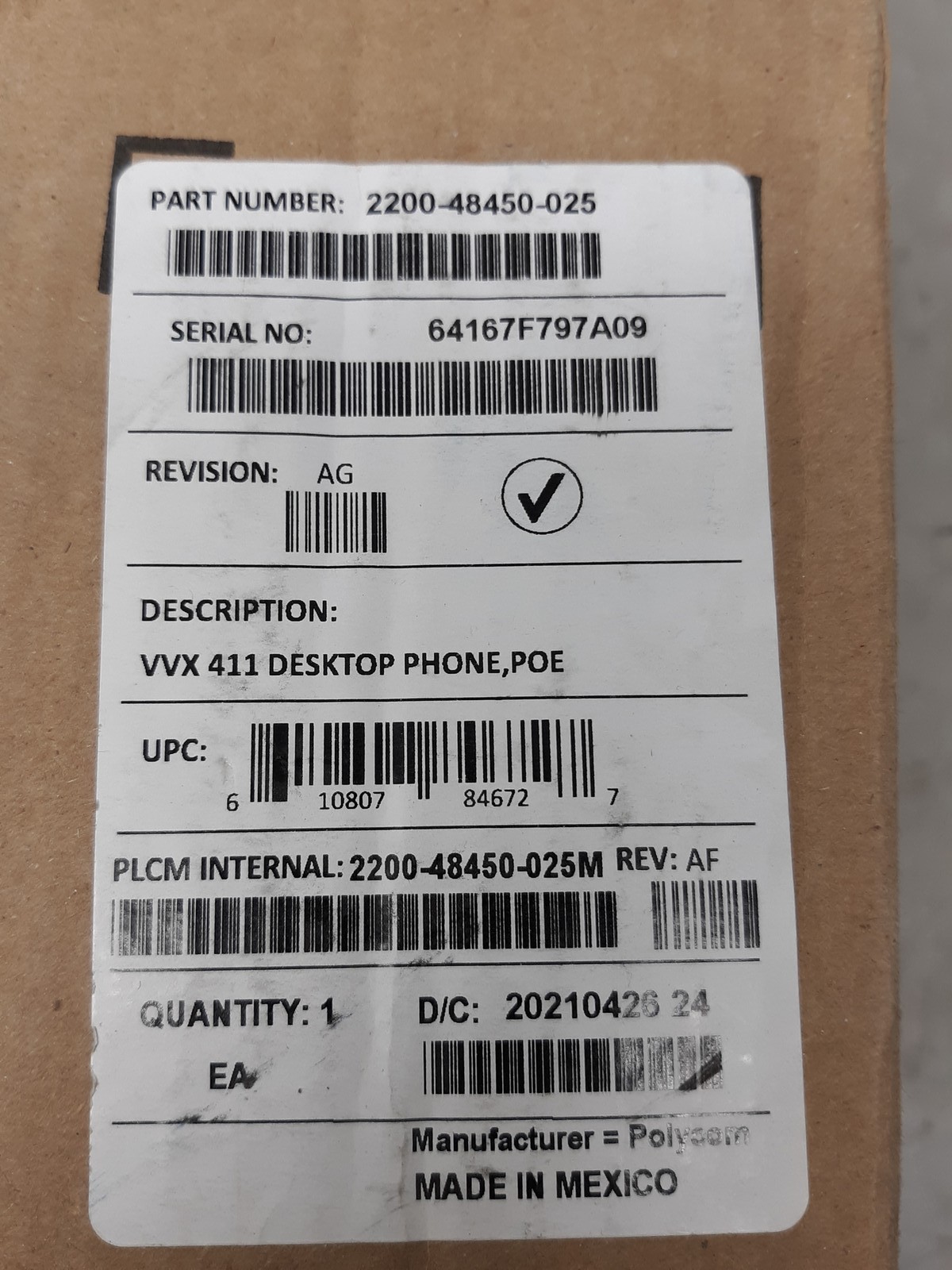 Polycom VVX 411 Desktop Phone PoE HD Voice