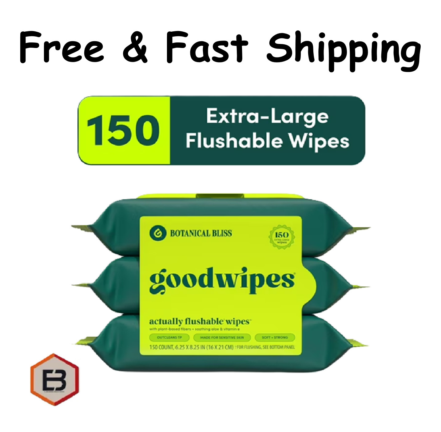 goodwipes Flushable Butt Wipes, Botanical Bliss Scented, 3 Pack, 150 Total Wipes