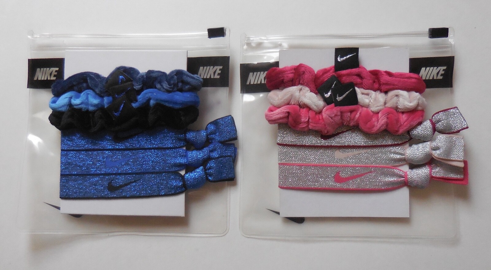 Nike Elastic Ponytail Holder Velvet Assorted 6Pk With Pouch Set of 2 Lots #7