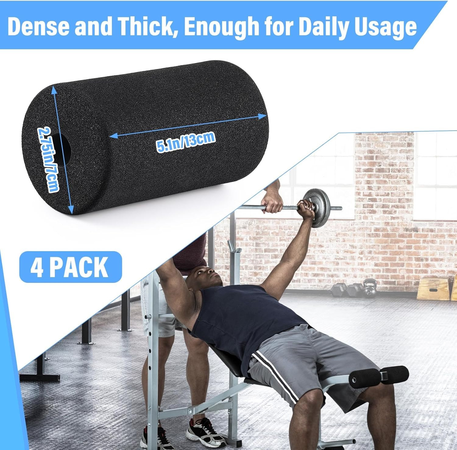 4 Pcs Foam Foot Pad Rollers Buffer Tube Cover for Exercise Machine Home Gym Equi
