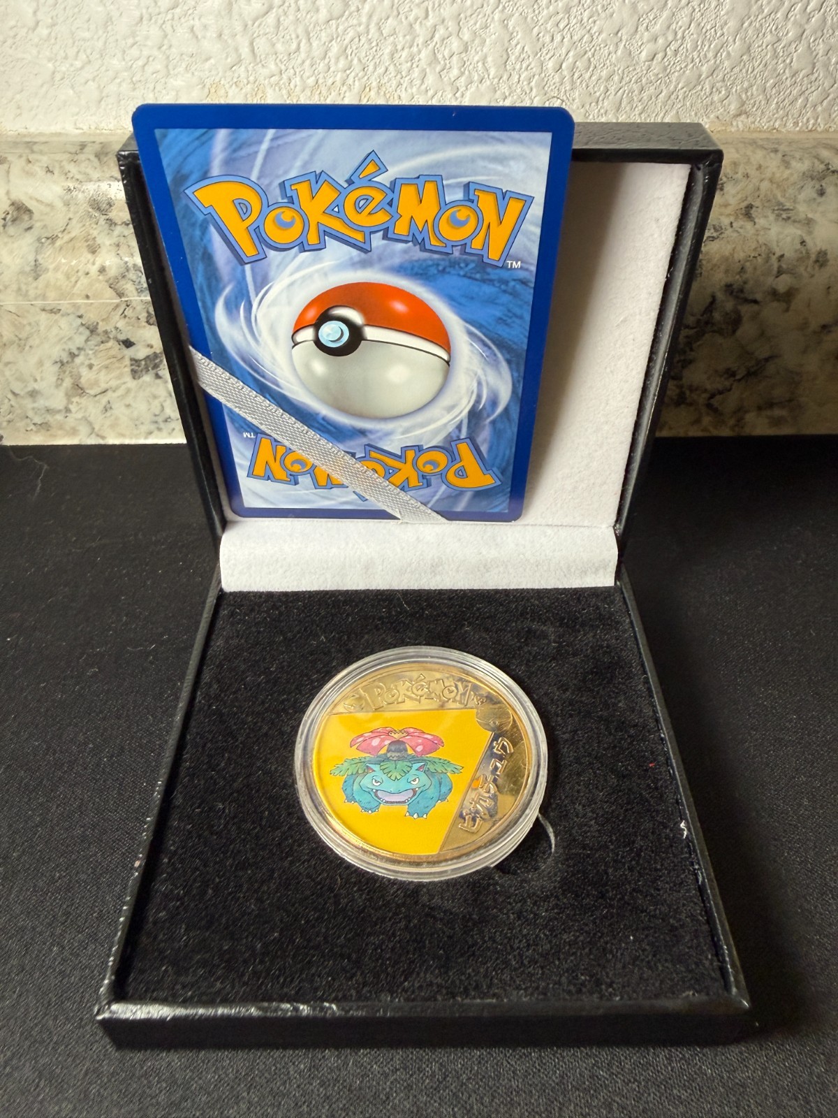 Pokemon Card and Collectible Venusaur Gold Coin With Guaranteed Vintage Card!