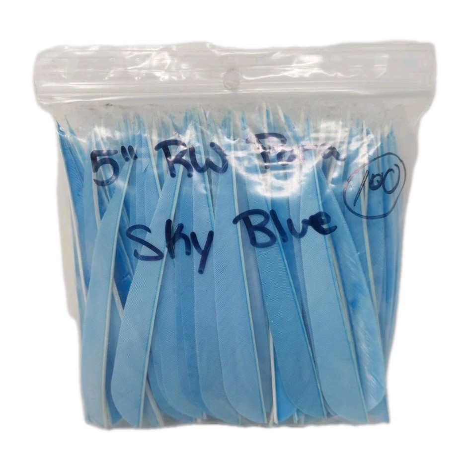 100pk Archery Arrow Feathers 5" Right Wing: Parabolic Sky Blue