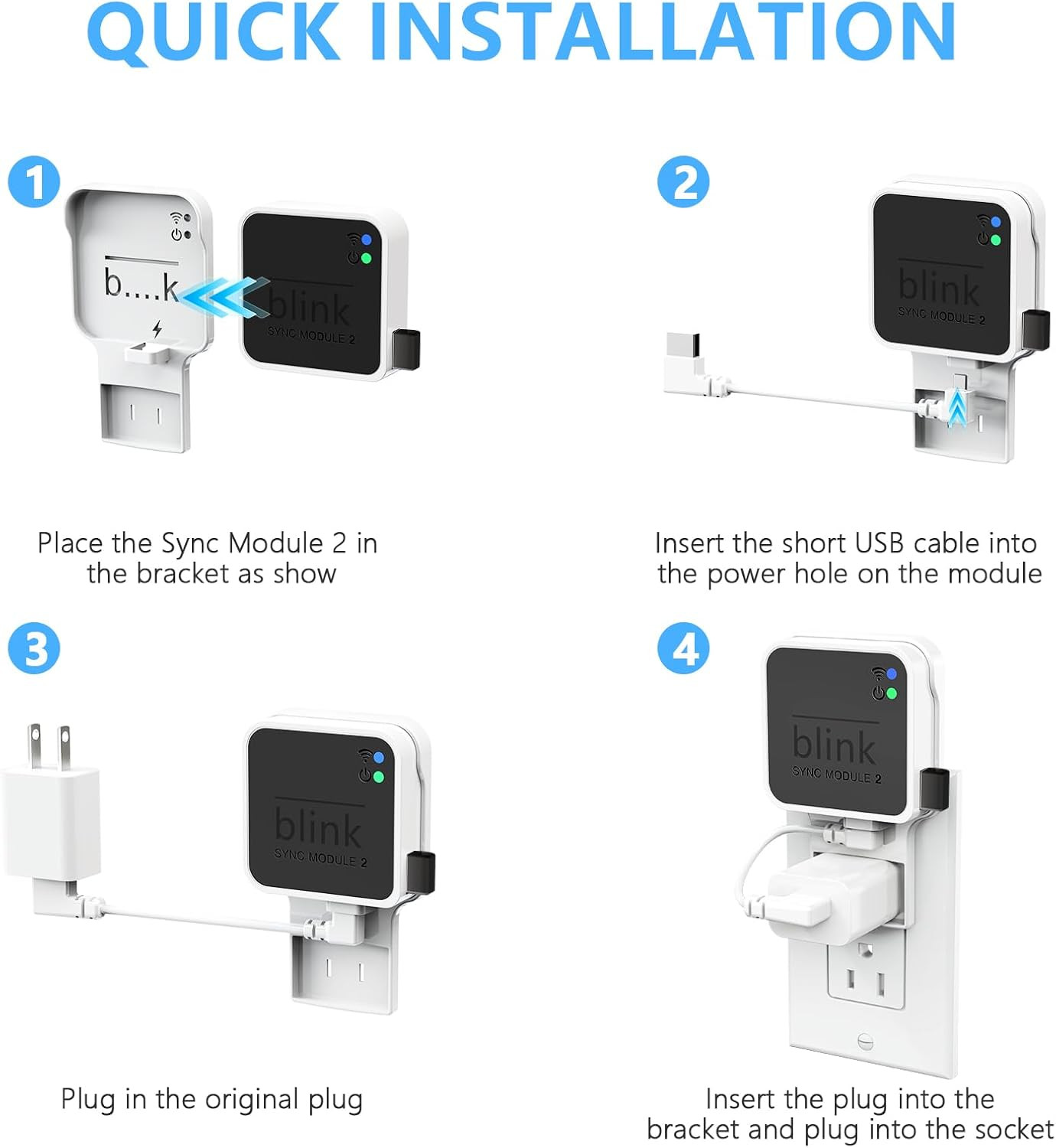 256GB Blink USB Flash Drive, with Outlet Wall Mount for Sync Module, Space-Savin