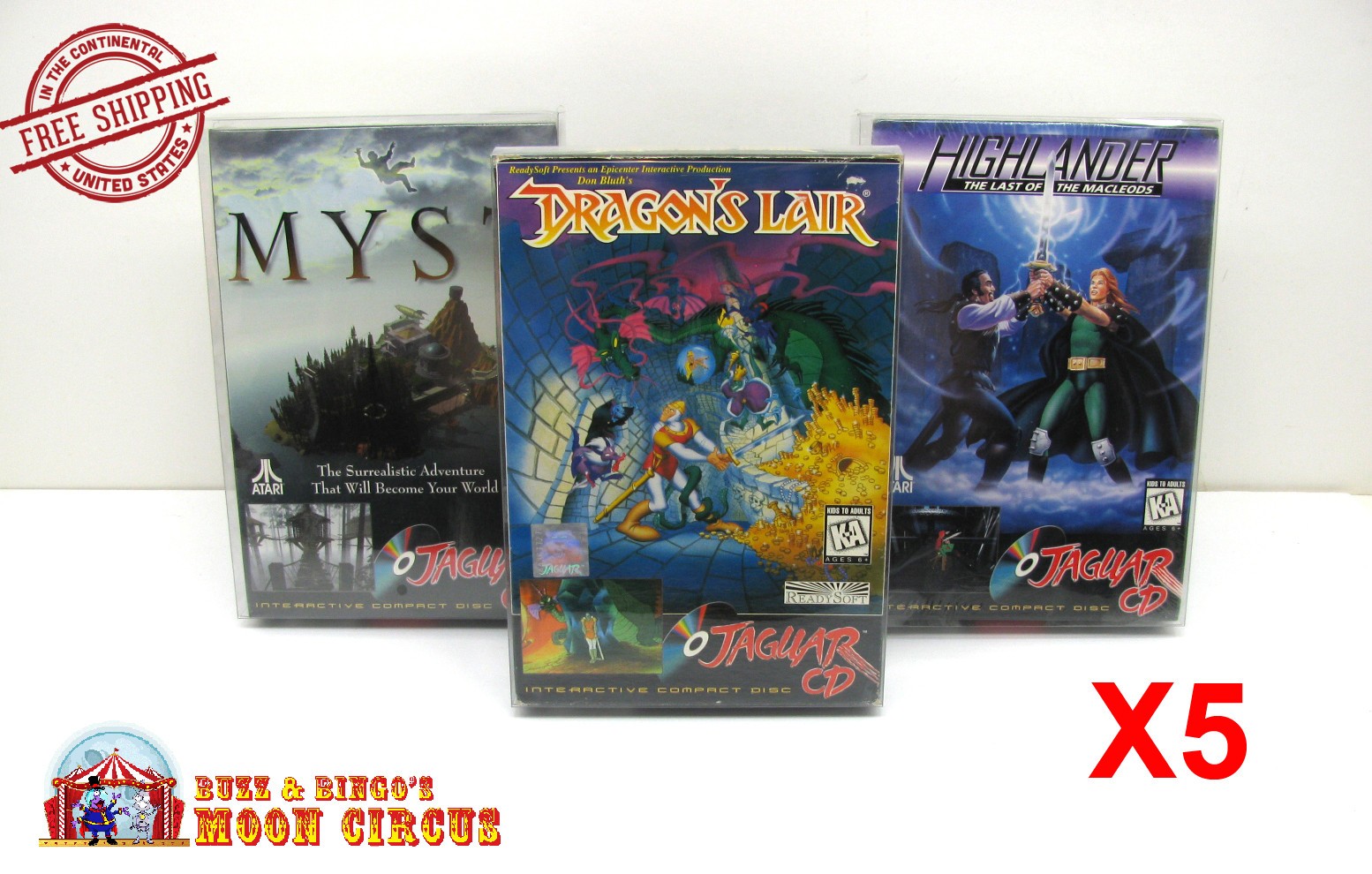 5x CLEAR PLASTIC PROTECTIVE BOX/SLEEVE FOR ATARI JAGUAR CD GAME BOXES (SIZE C)