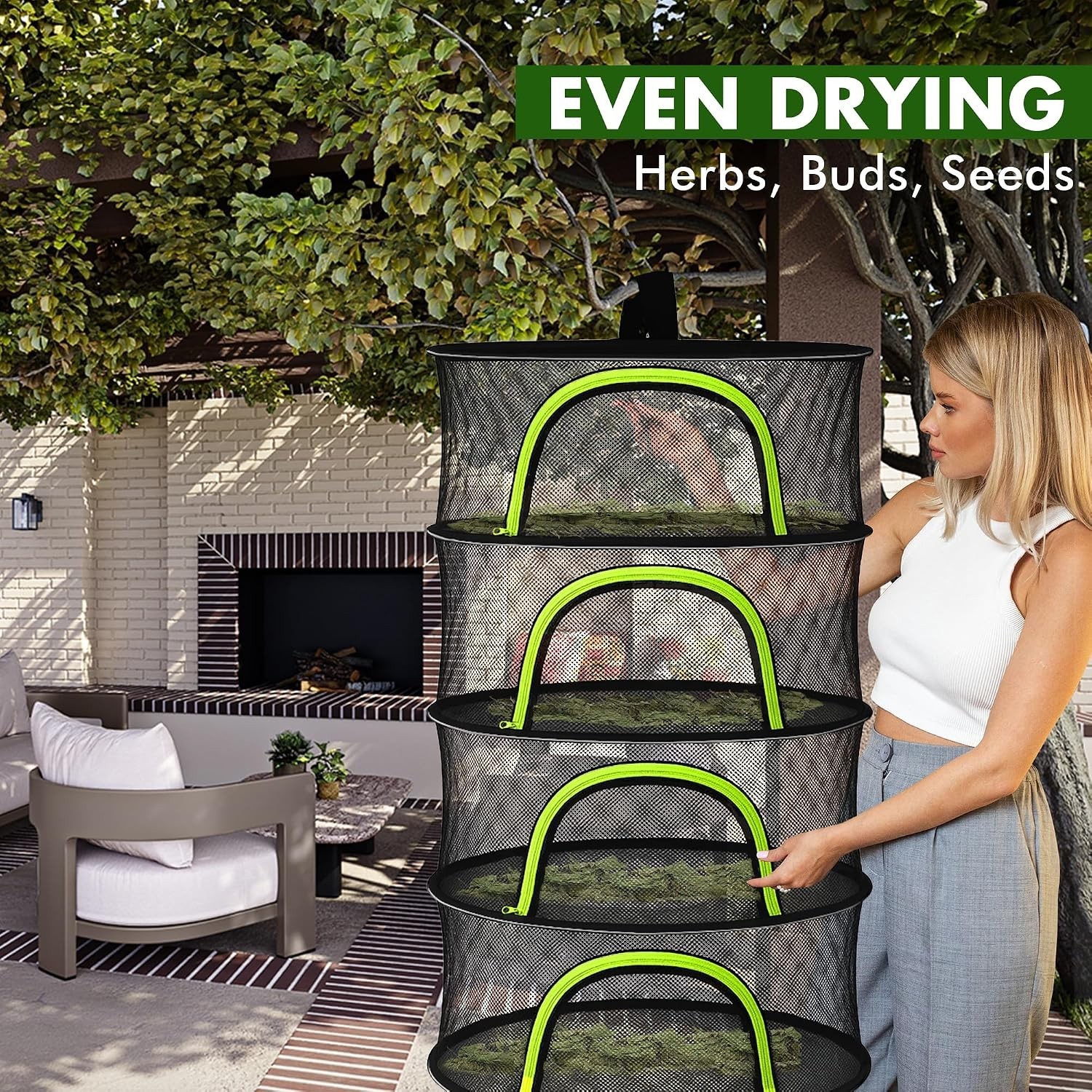 Herb Drying Rack Hanging Mesh 2 Layer 18" for Drying Herbs, Plants, Seeds, Bu...