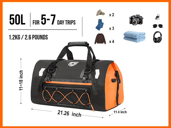 Motorcycle Dry Bag Waterproof Reflective Tail Duffle Bag Skiing Travel Hiking