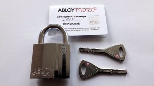 Abloy Protec2 PL 330 Padlock With 2 Keys And ID Card .+GIFT 2 Plastic Heads