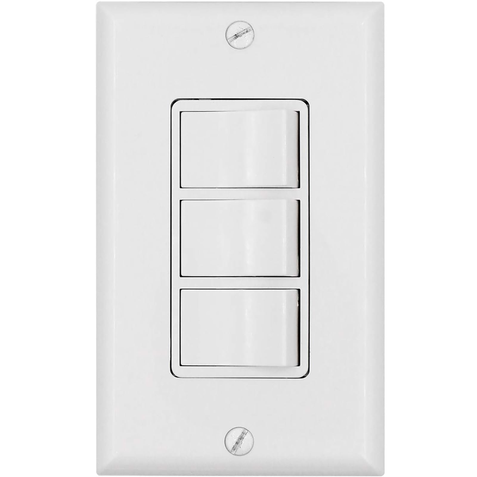 Triple Rocker Light Switch with Wall Plate, 15A 120V Single Pole, 3 Individual