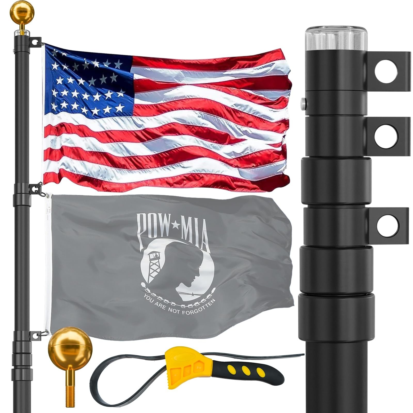 20FT Telescoping Flag Pole for Outside House, Extra Thick Telescopic Flagpole...