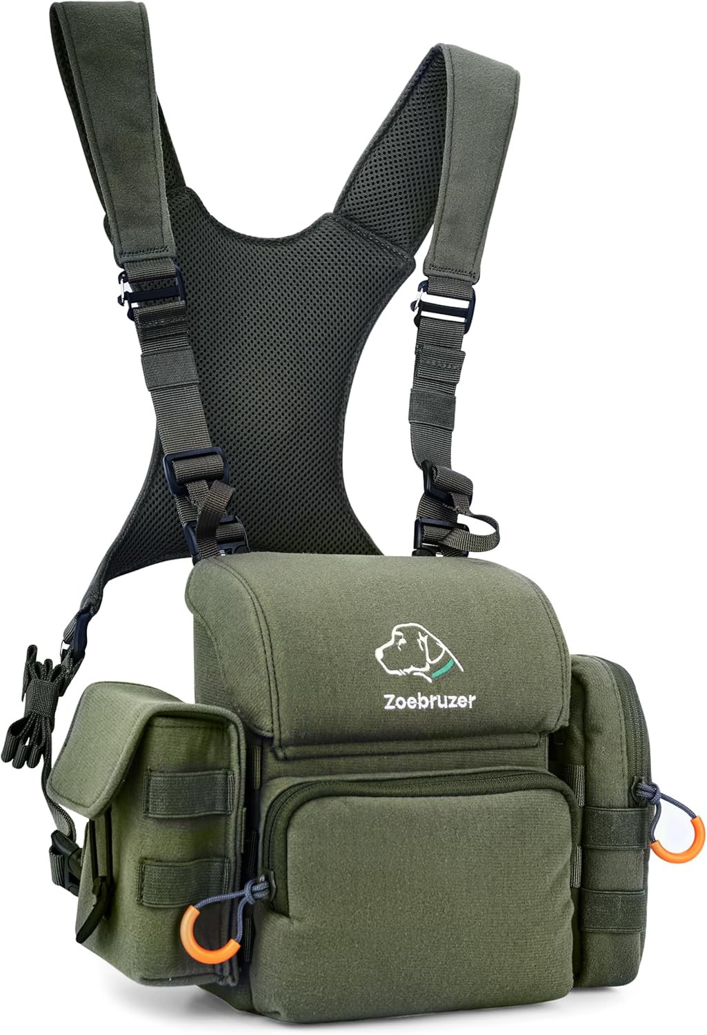 Binocular Harness Chest Pack, Bino Harness Bag with Rangefinder Pouch & Rain Cov