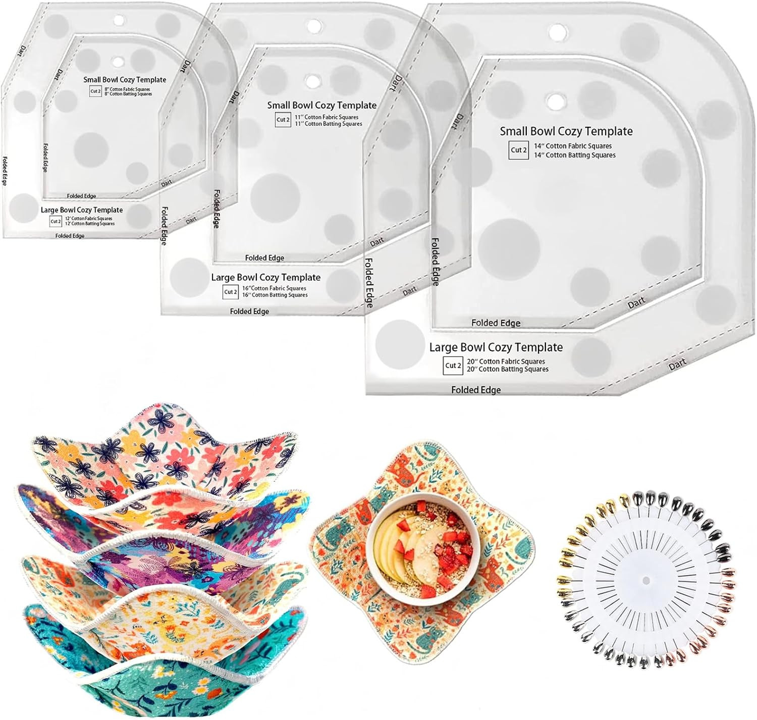 Bowl Cozy Template Cutting Ruler Set 3 Sizes Acrylic | Sewing Patterns, Transpar
