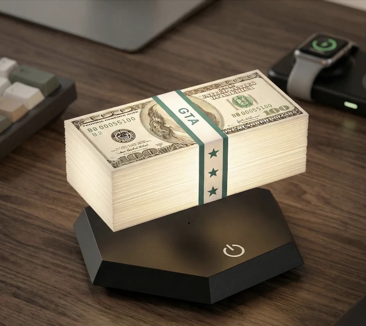 Magnetic Levitating Dollar LED Night Light GTA Money Floating Rotating Lamp Gift