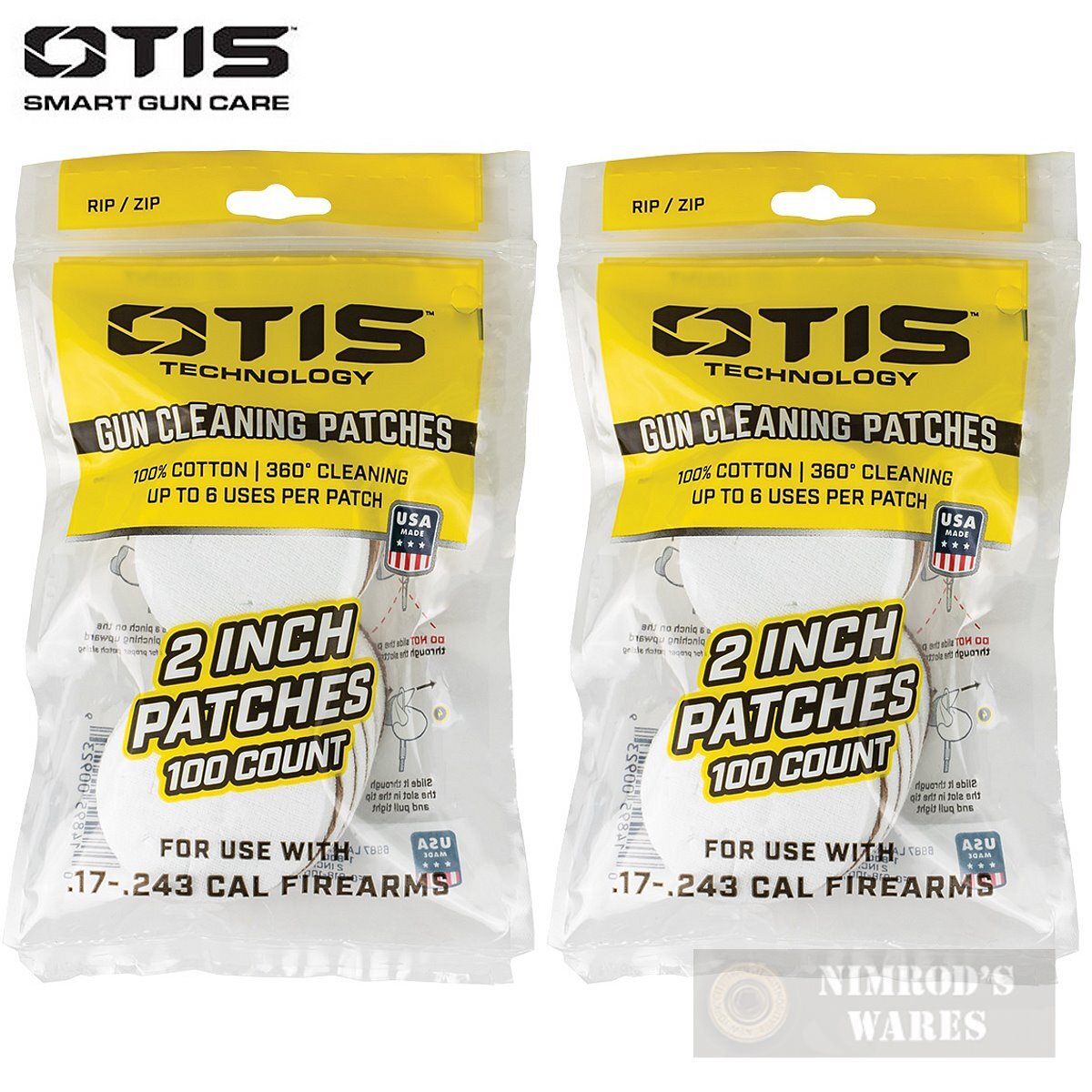 OTIS CLEANING PATCHES 2" Small Caliber Firearms 200-pk FG-918-100 FAST SHIP