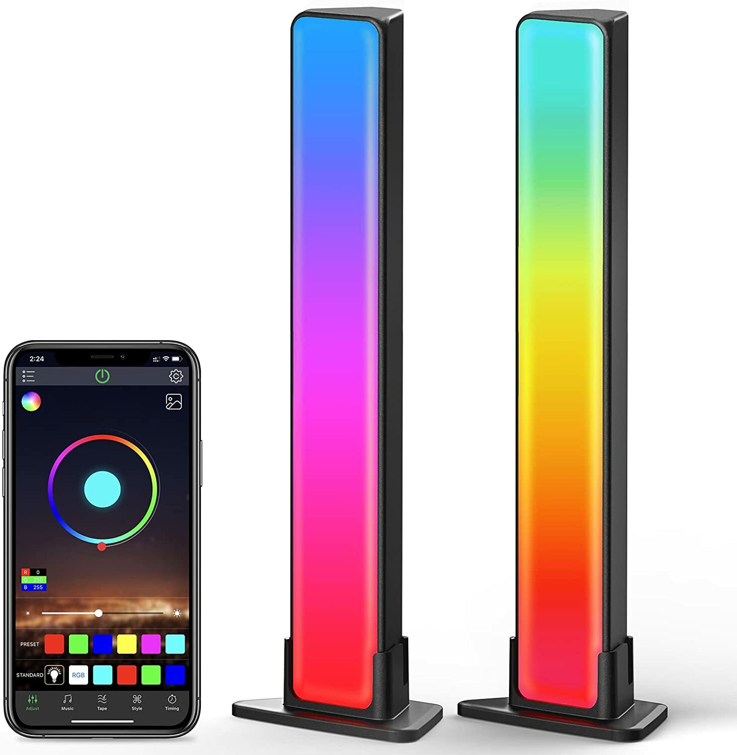Jizbuger Smart LED Light Bars with 20 Scene Modes and Music Sync Modes