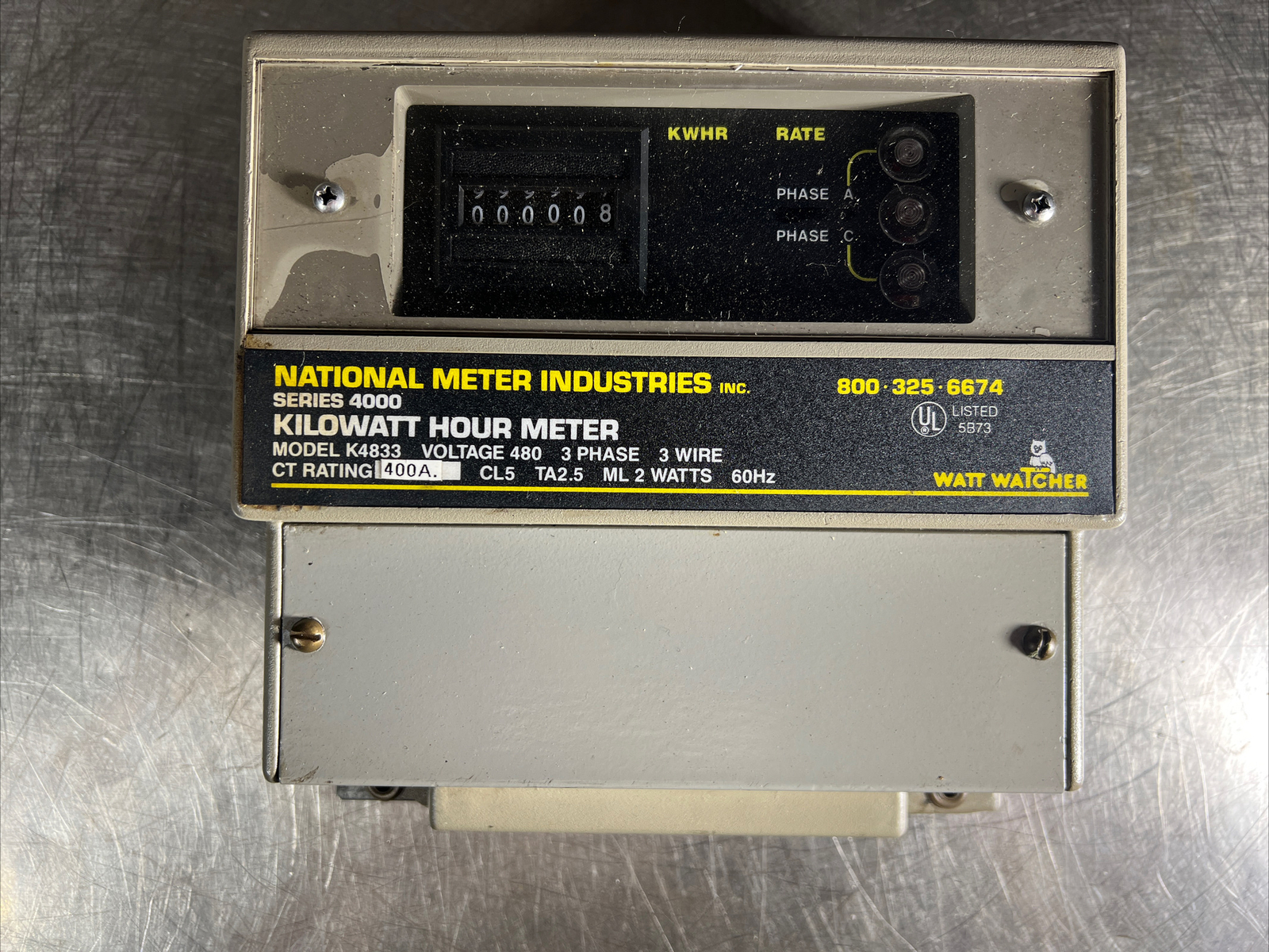 National Meter Industries Watt Watcher Series 4000 K4833 Kilowatt Hour Meter