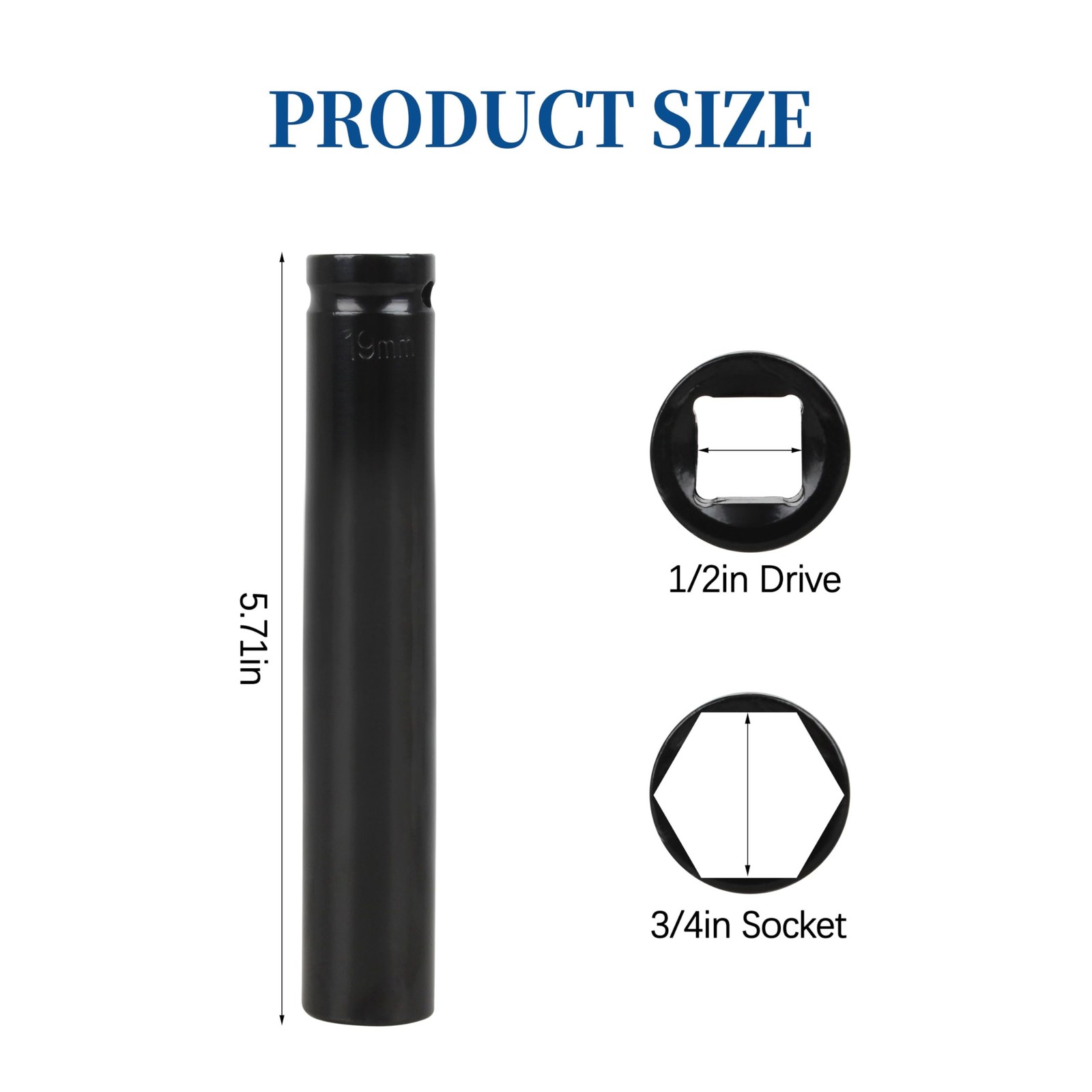 Extra Deep Socket Tool, 3/4 Inch, 1/2 Inch Drive for Cage Bolt Socket Tool Re...