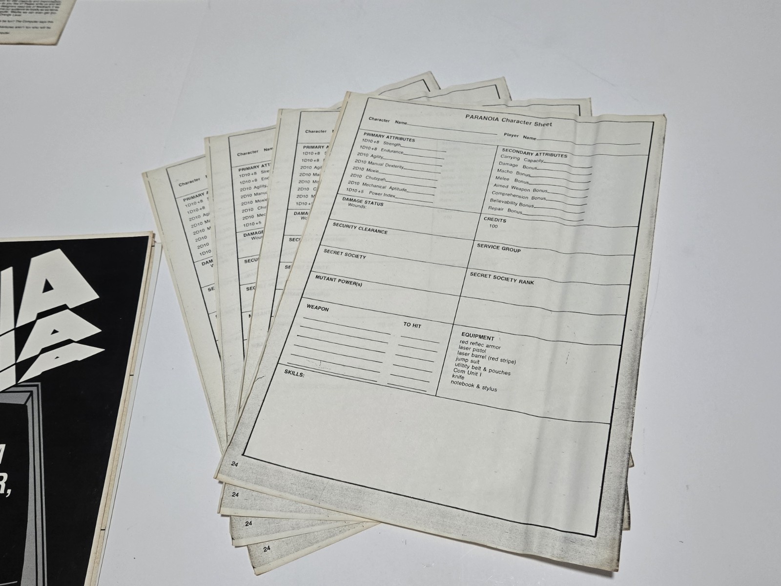 Paranoia Gamemaster Screen + Extras RPG Replacement Sci-Fi 1984 West End Games
