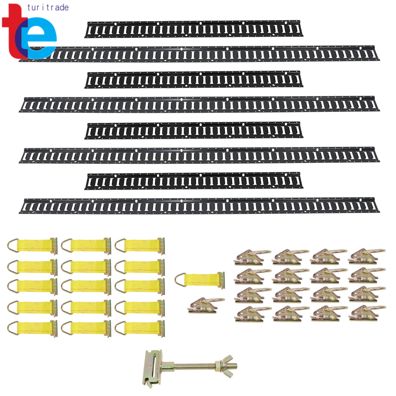 4× 5' & 4× 8’ E Rails 16× O-Rings 16× D-Ring 1× Backup Tire Bracket Black