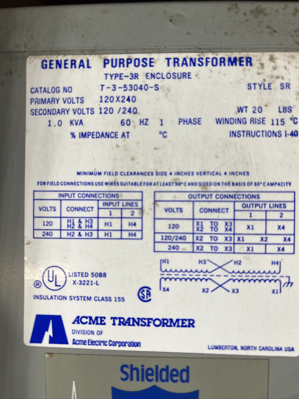 Nos Surplus ACME T-3-53040-S TRANSFORMER