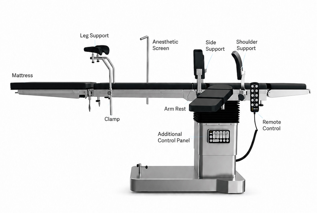 REMOTE OT TABLE ELECTRIC OPERATING ROOM C-ARM COMPATIBLE SURGICAL TABLE .