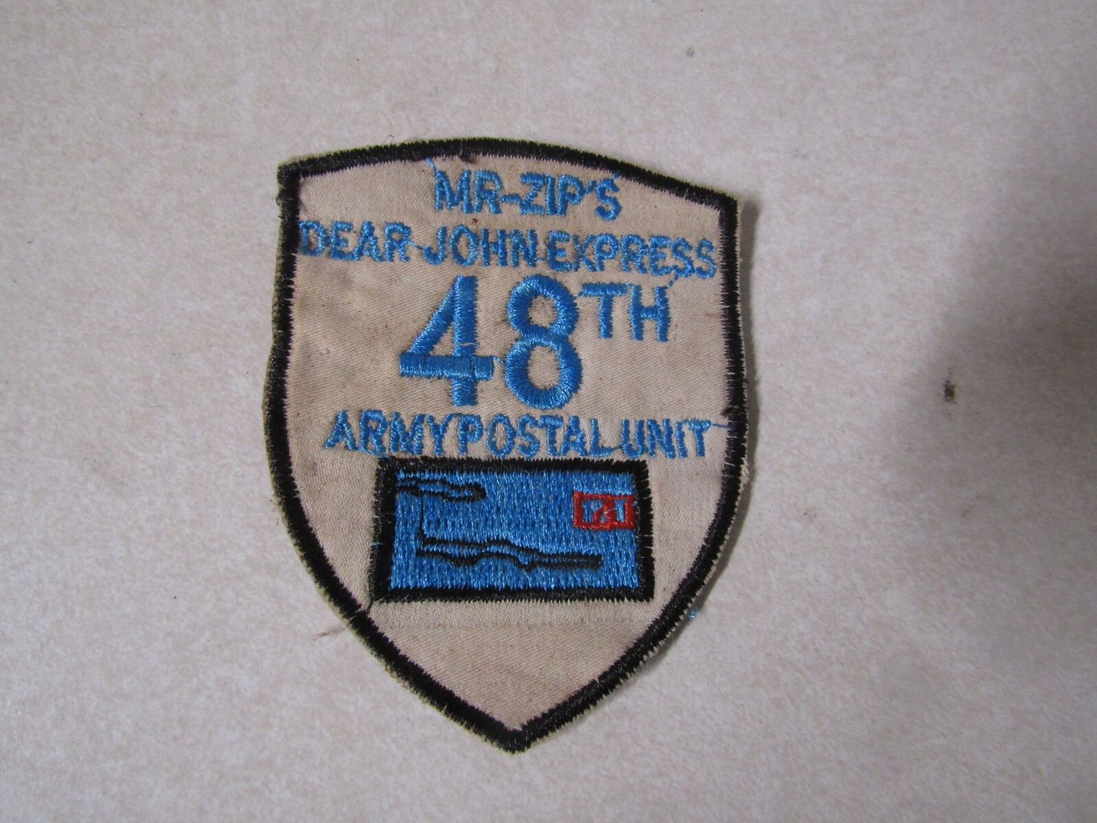 MILITARY PATCH OLD VIETNAM ERA 48TH ARMY POSTAL UNIT MR ZIPS DEAR JOHN EXPRESS