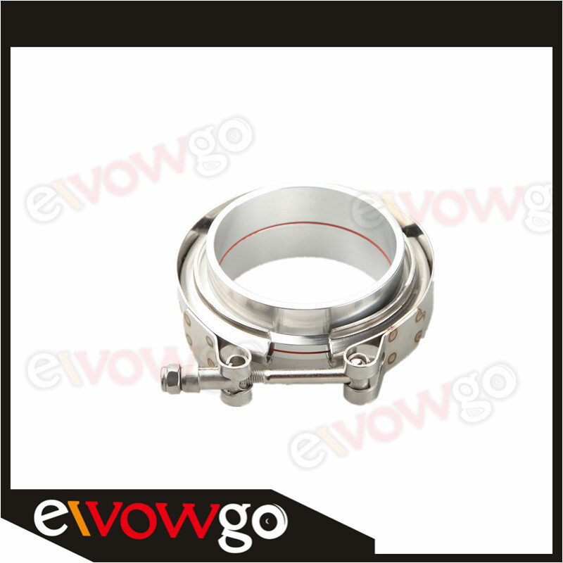 US SHIP 2.25" Stainless Steel Turbo Downpipe V-Band Clamp & Aluminum Flanges Kit