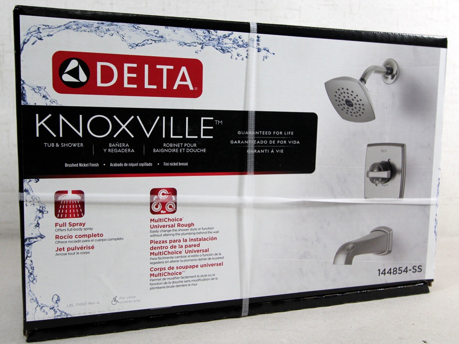 Delta Knoxville 1-Handle Tub/Shower Faucet w/Valve, Brushed Nickel 144854-SS