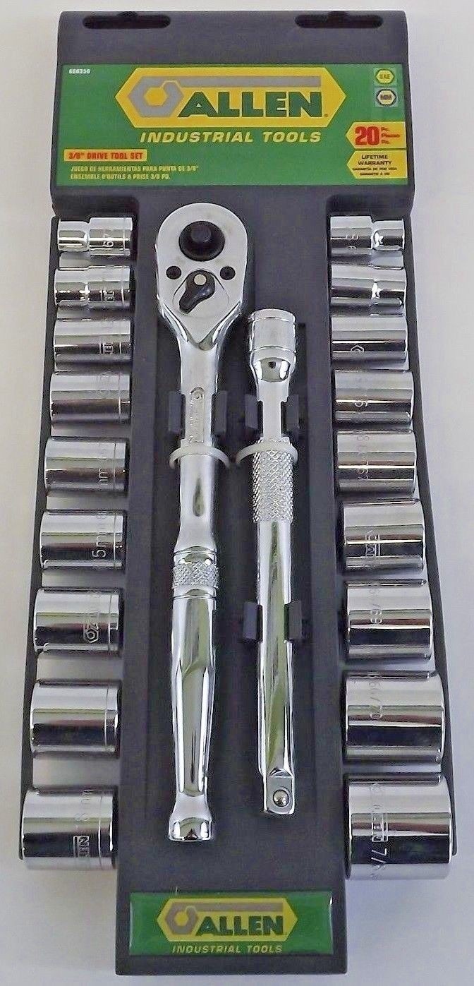 Allen Socket Set, 3/8" Drive, 20-Piece SAE / Metric  66635G
