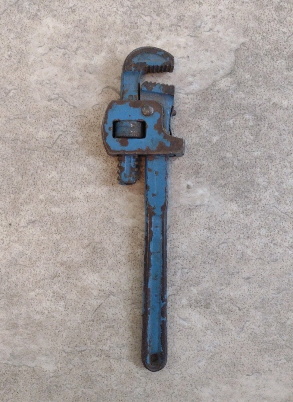 Vintage Pipe Wrench 6" Blue Plumbing Tool USA Mini