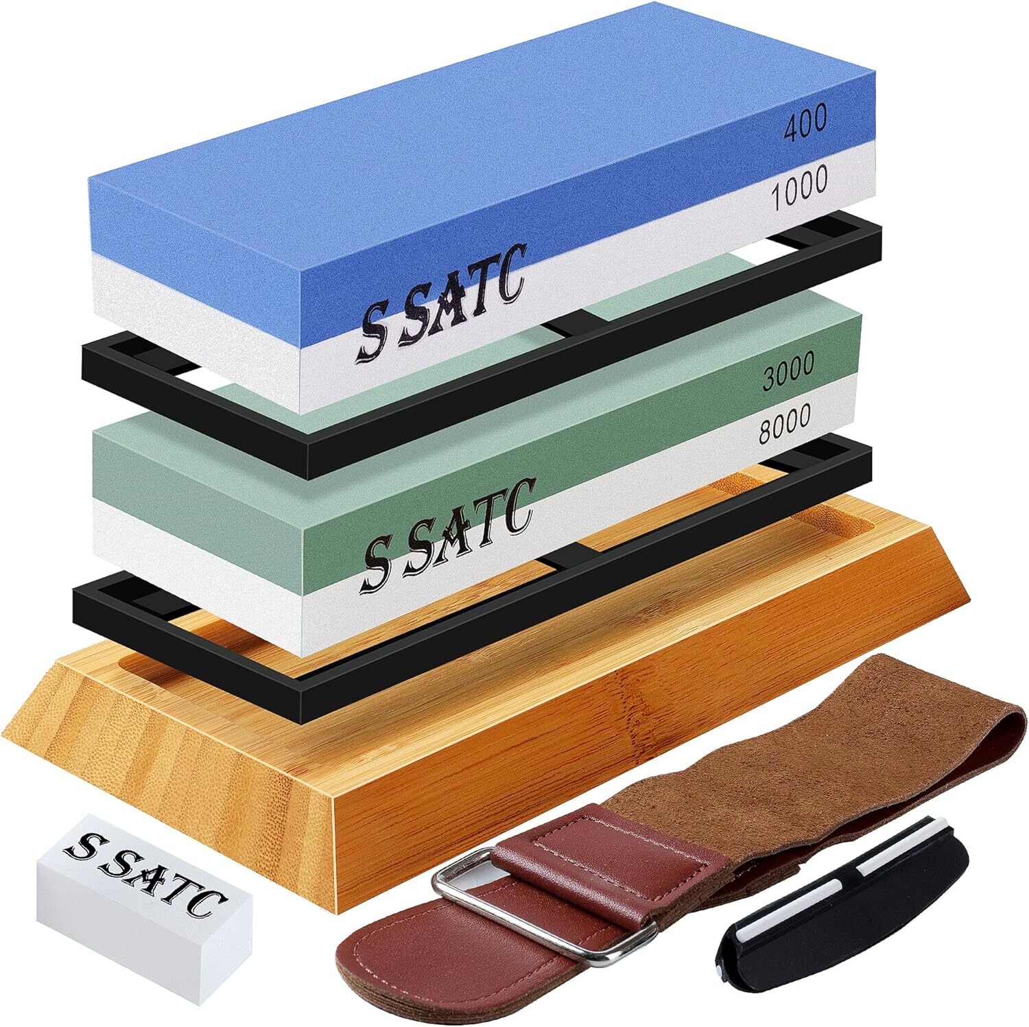 400/1000 3000/8000 Whetstone Sharpening Stone Set Knife Sharpener Holder Gloves